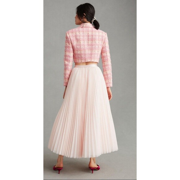 Anthropologie Hutch Maxi Skirt Women Pink Retro Preppy Pleated Tulle Size XS New - Picture 3 of 13